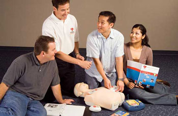Learning CPR and rescue breathing
